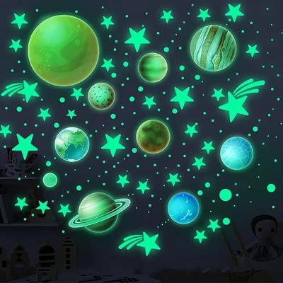 DIY PVC Stars Wall Stickers Luminous Glow In The Dark Fluorescent Star Stickers Planet Wall Decals Home Decoration