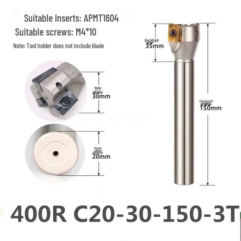 KM12 Right-Angle Milling Arbor with R0.8 Cutter Head, C20 Straight Shank, and C16 R5 Head for Turret Milling Machine