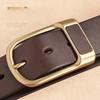 Men's Belt Head Layer Cowhide Solid Copper Buckle Casual Simple Pin Buckle Genuine Leather Belt Business Middle Aged and Young Trouser Belt Men