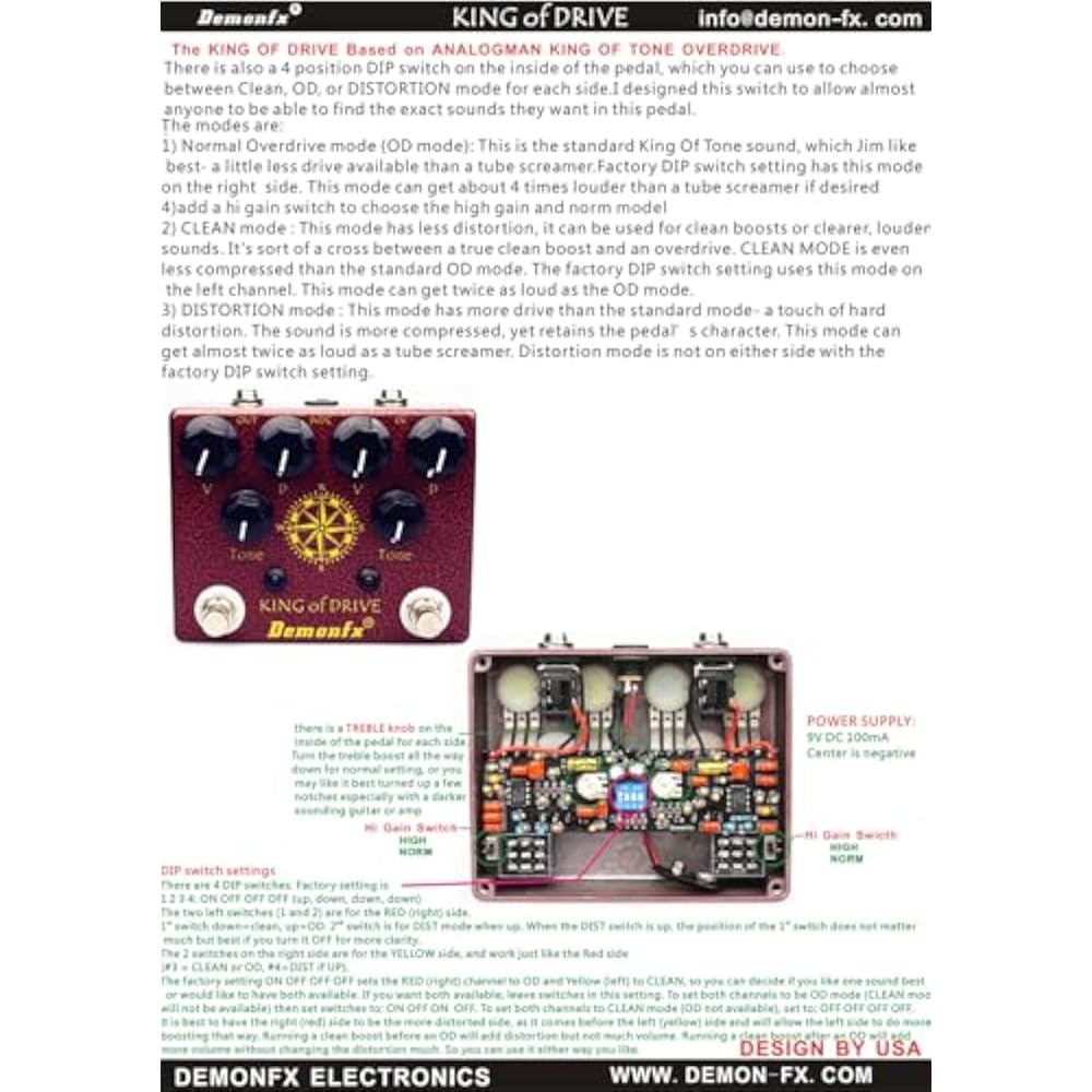 Demonfx KING OF DRIVE/OVERDRIVE overdrive guitar effector