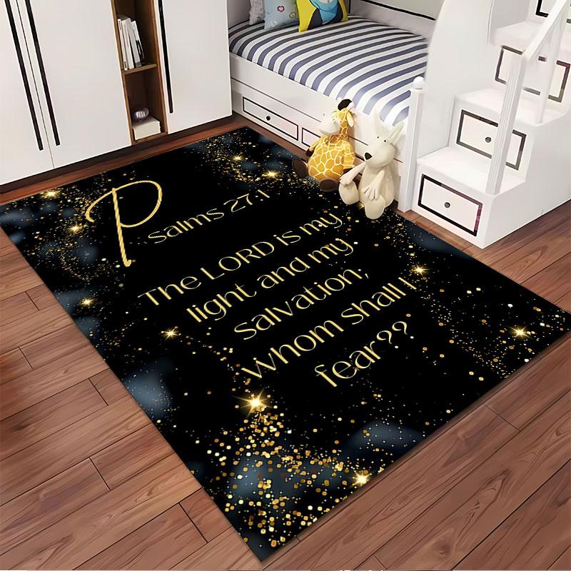 Bible Verse Psalms 27:1 Carpet Suitable As a Non-slip Mat for the Living Room or Bedroom Sofa