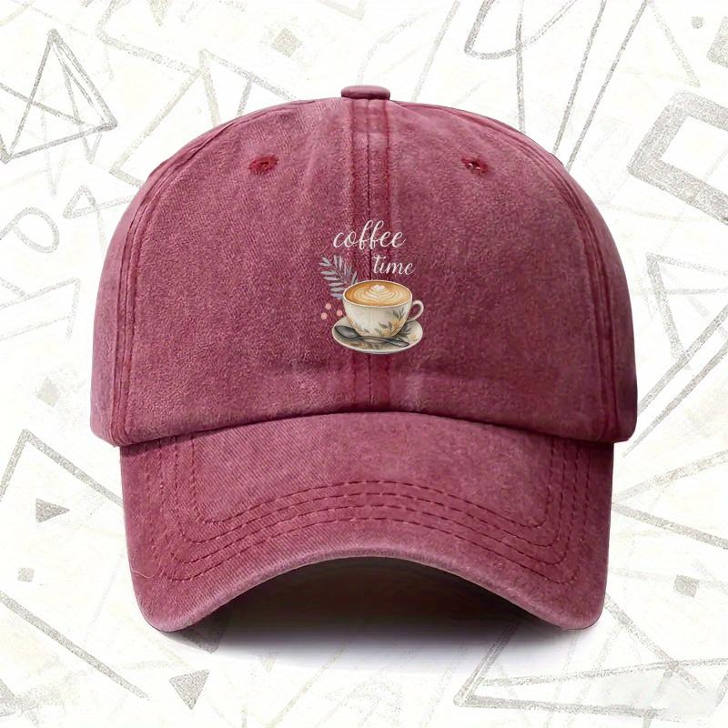 A Vintage Washed Cap Featuring Coffee Time Suitable for Both Men And Women This Solid Baseball Hat Is Perfect for All Season