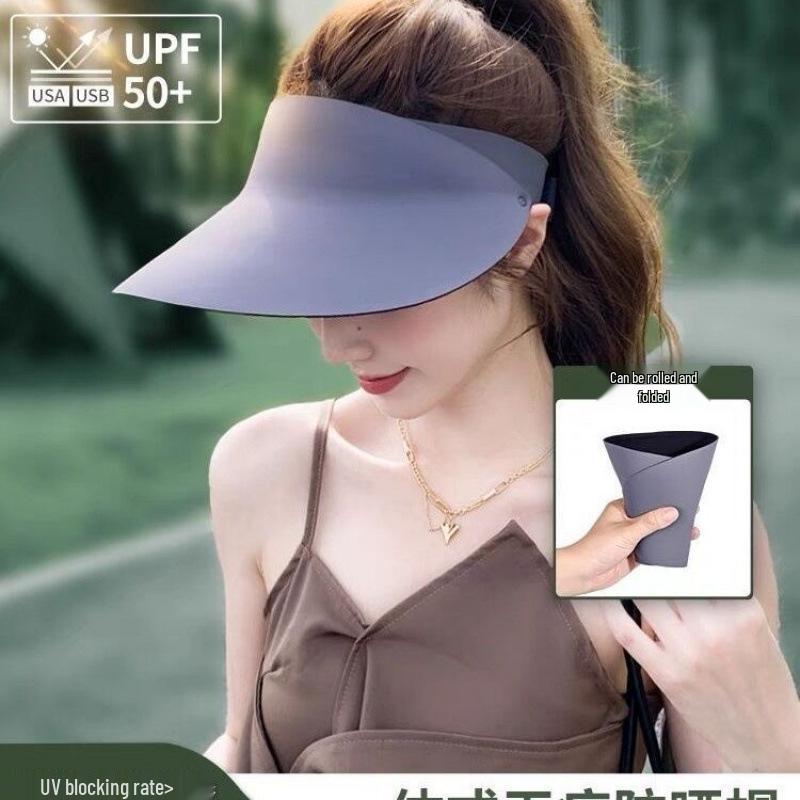 Women's Seamless Foldable Anti-UV Topless Sun Hat for Summer Sports