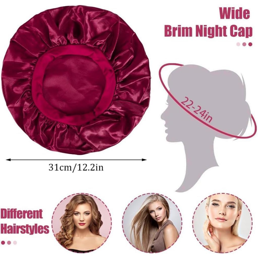 Pack of 4 Satin Hair Caps, Bonnet Sleep Cap, Sleeping Cap, Reusable Satin Bonnet, Elastic Hair Net for Sleeping for Women and Girls