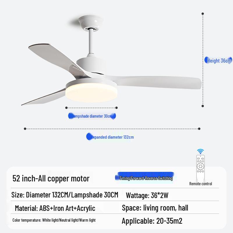 Nordic Industrial-Style Silent Ceiling Fan Chandelier for Home or Commercial Use