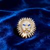 Full Animal Crystal Lion Head Domineering Accessory Brooch