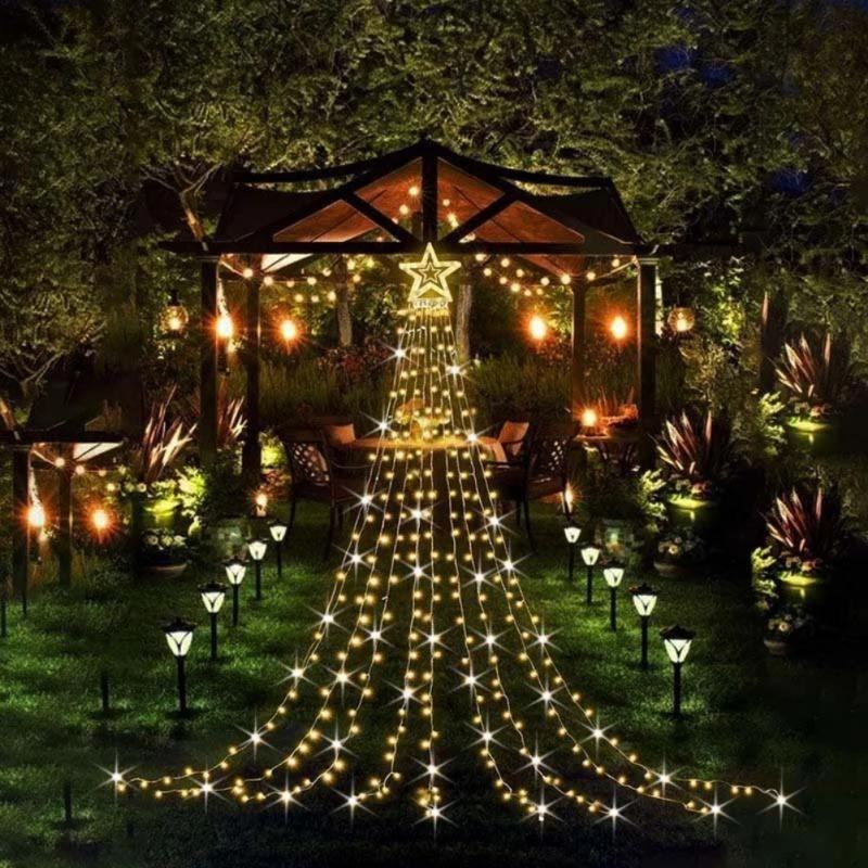 350 LED Waterfall Curtain Icicle String Light Wedding Party Garden Christmas Tree Topper Star Fairy Light String Garland