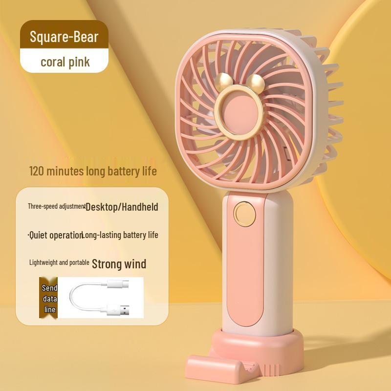 

Portable USB Rechargeable Mini Cartoon Fan – Home & Student Gift 16.8*7.8*4.2 CM