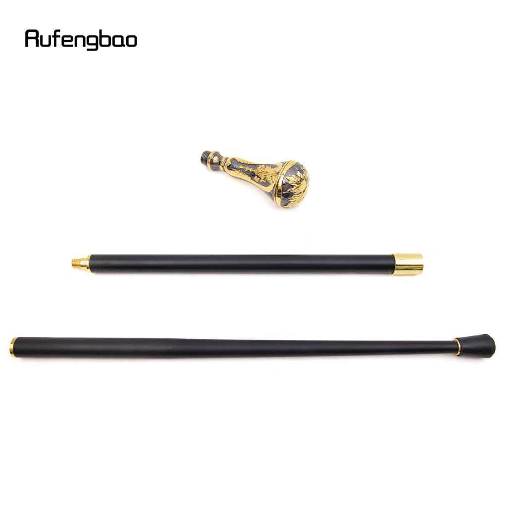 Gyllene svart lyxigt rundbladshandtag Mode käpp för fest Dekorativ promenadkäpp Elegant knopp Crosier knopp 95 cm