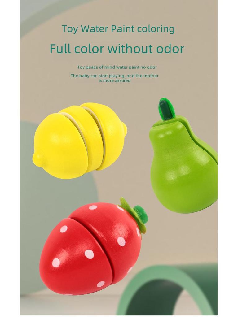 Kids Wooden Fruit Juicer Role Play Toy - Enhances Hand-Eye Coordination Through Fruit Cutting Simulation