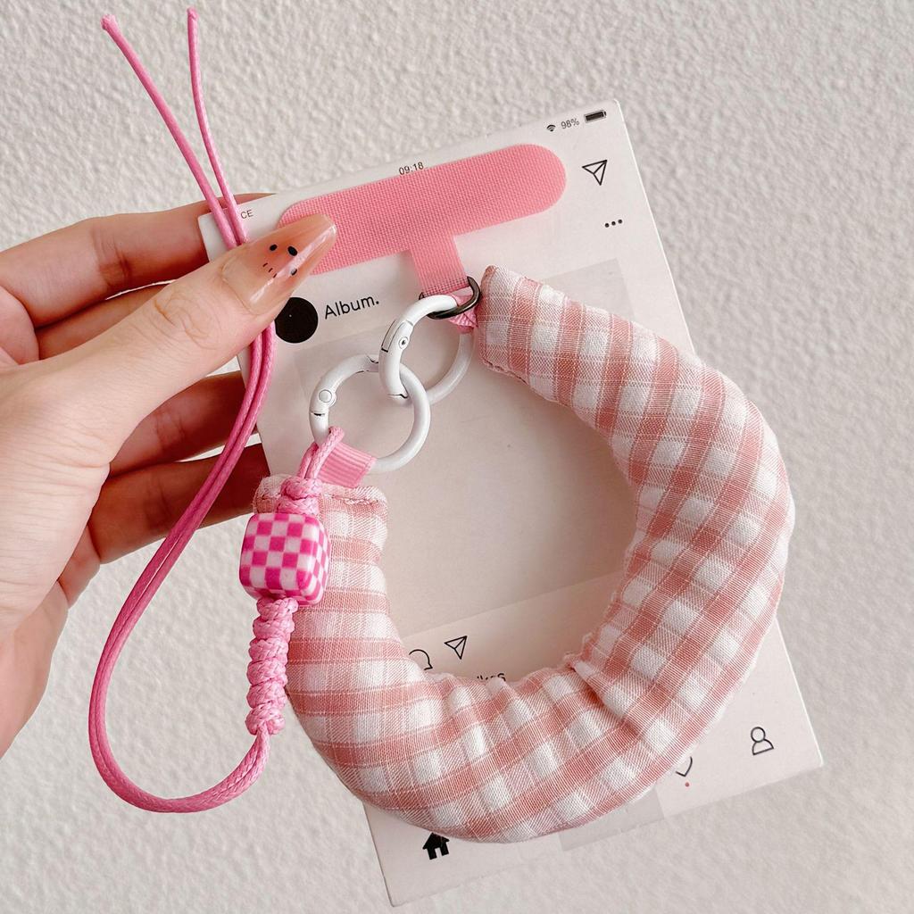 Japanese & Korean Color Block Plaid Handmade C-Shaped Wrist Accessory Ornament