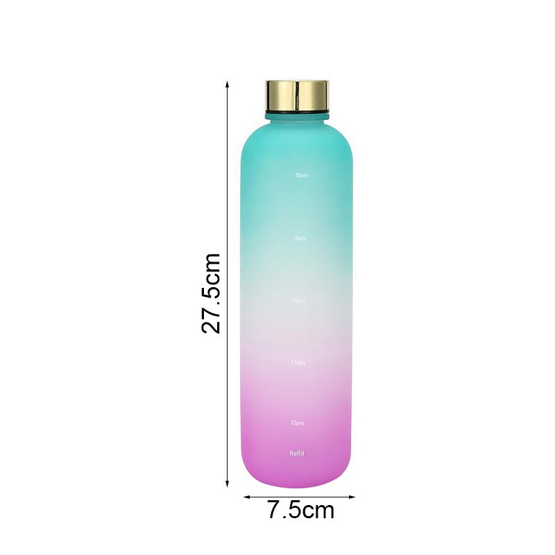 1l Water Bottle With Time Marker Gradient Frosted Plastic Cups Motivational Reusable Fitness Sports Outdoors Leakproof Bpa Free