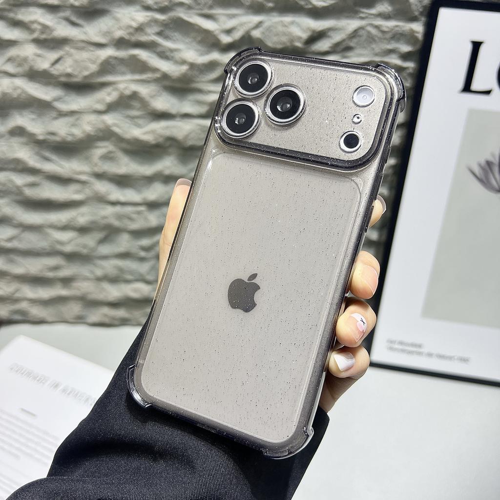 Corner Protection Glitter Clear Case For iPhone 17 Pro Max Air 16E 16 15 Plus 14 13 12 11 iPhone17 17Pro Camera Lens Protector Phone Cover Accessories