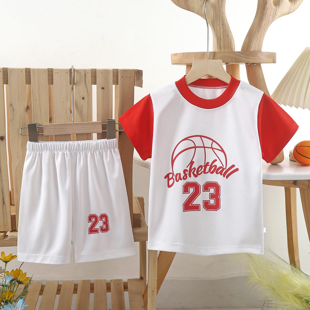 Children's Basketball Jersey Set Boys Girls Dry Fit Mesh Summer Sports Wear Short Sleeve Kids Clothing Athletic Outfit