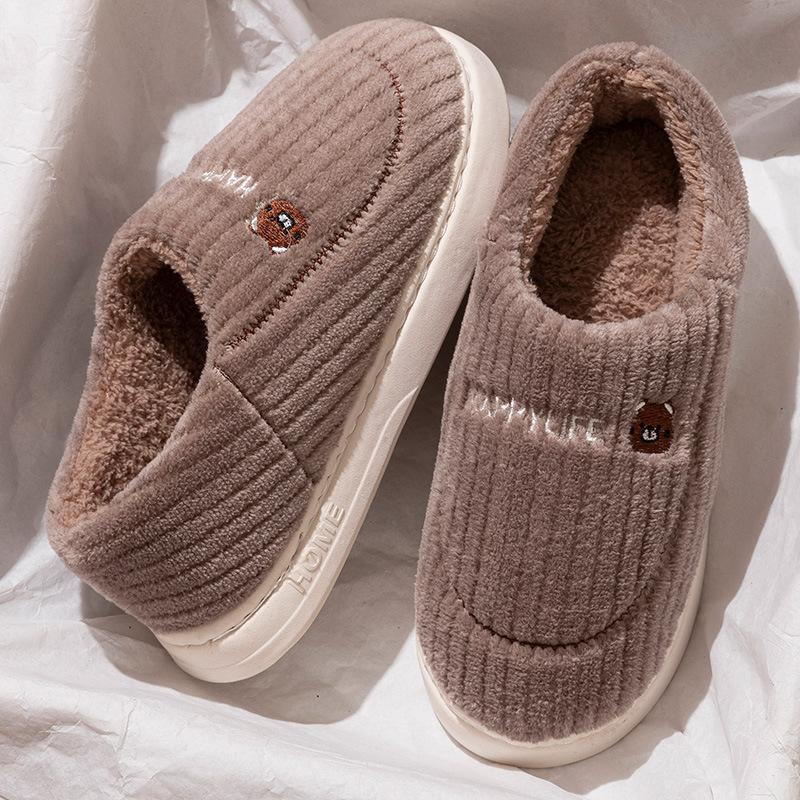 

Хлопковые тапочки осень и зима уличная одежда бархатные домашние теплые толстоподошвенные парные сумка и пушистые тапочки обувь Size 44-45 [Size 1-2 smaller shoes]