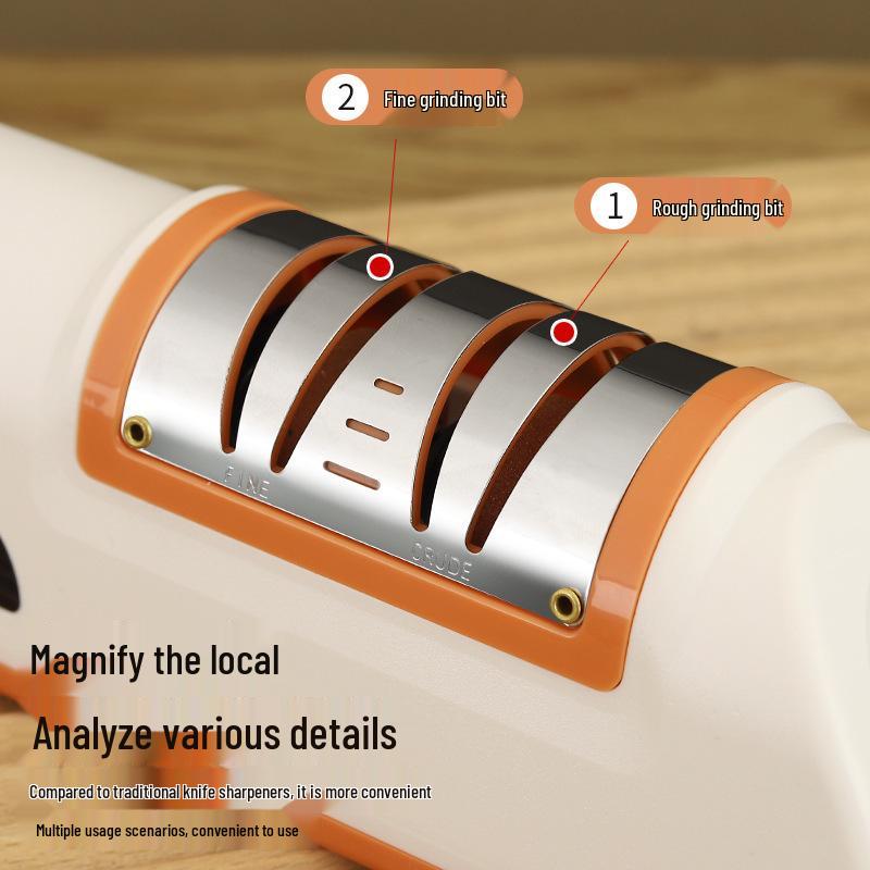 Electric Rechargeable Kitchen Knife Sharpener with Whetstone - Automatic and Fast