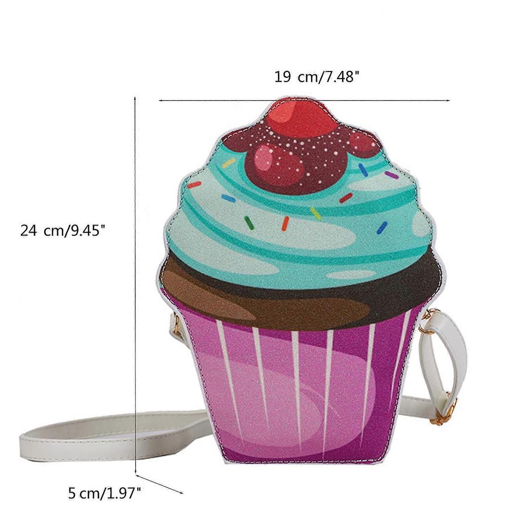 Cupcake Bag Shoulder Bag Ladies Crossbody Purse PU Crossbody Shoulder Bag Small Cupcake Purse with Adjustable Strap White
