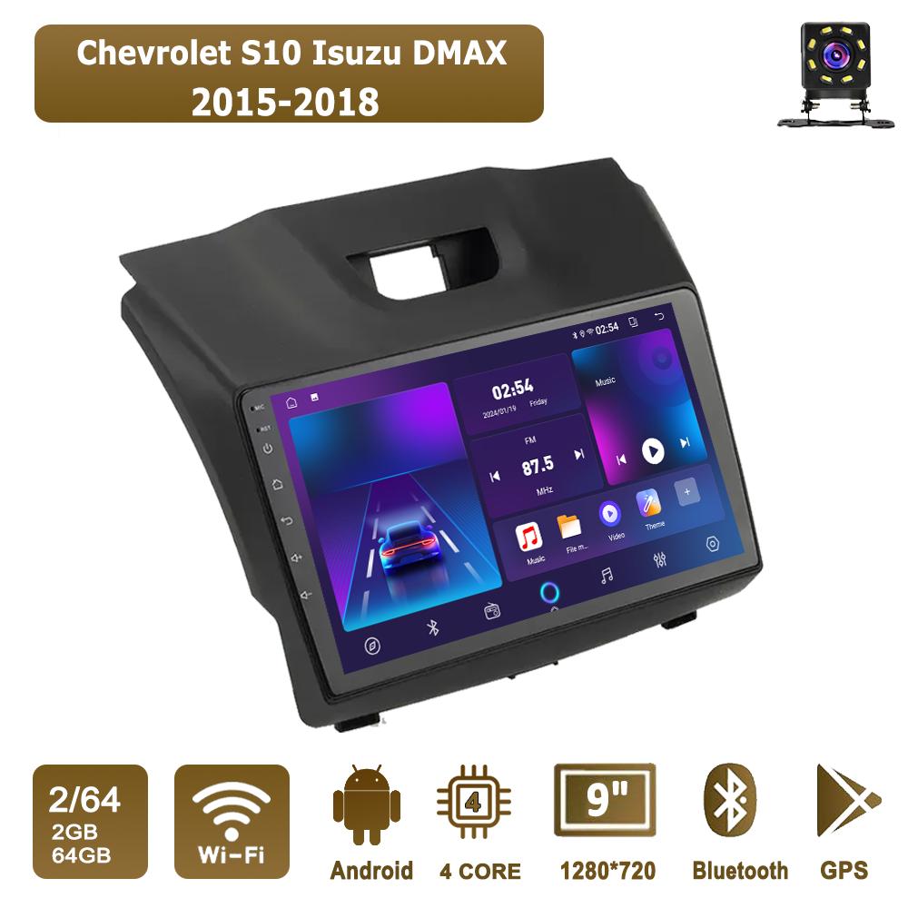 

Android Car-Play Car Radio For Chevrolet S10 Isuzu DMAX 2015-2018 Multimedia Player Head Unit Stereo GPS Navigation BT WIFI,2+64GB чёрный
