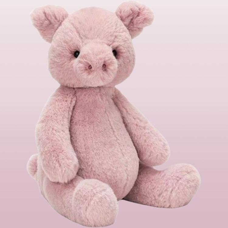 Jellycat Farm Animal Collection Wool Ball Piggy Dolls Plush Doll 30cm Height In Sitting Posture