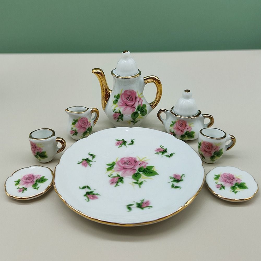 9 stiler Kina Tekopp Mini Dukkehus Flaskesett for 1/6 BJD Dukke/for 1,5" Barbie Dukke/Blythe Dukke