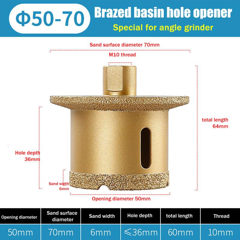 M10 Brazed Diamond Washbasin Core Drill Bit Hole Opener Table Basin Tool For Granite Marble Tile Drilling Cutter