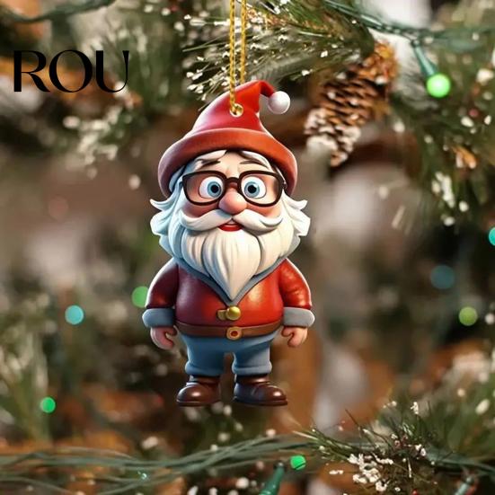 Ornamental Tree Decorations Christmas Ornaments Cartoon Snowman/Santa Xmas Hanging Decoration Holiday Unique Gifts Acrylic Decor for Valentine's