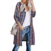 Women's Fashion Casual Printed Pocket Cardigan Medium And Long Coat