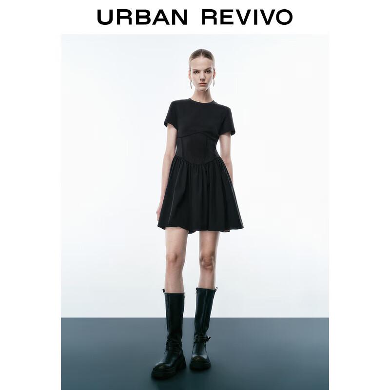 

UR Women s 2025 Spring Casual Round Neck Short Sleeve A-Line Mini Dress XS