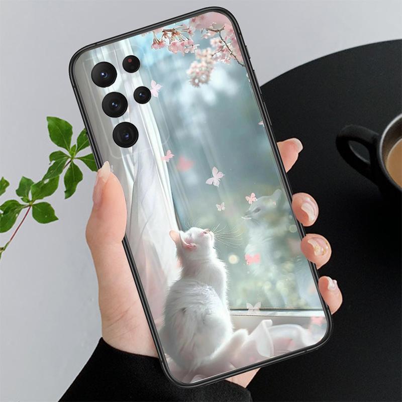 

Cute white cat Phone Case For Samsung Galaxy A15 A35 A55 A52 A53 A54 A33 A34 A25 A05S A16 A14 A05 A51 A52S A71 A55