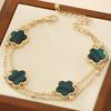 Delicate Double Layer Five-Leaf Clover Anklet for Women Exquisite Lucky Floral Summer Beach Hoilday Jewelry Gifts