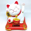 (PLUS COMFORT) Maneki Neko Solar Automatic Moving Height 15cm Wealth Fortune (White Big Size)