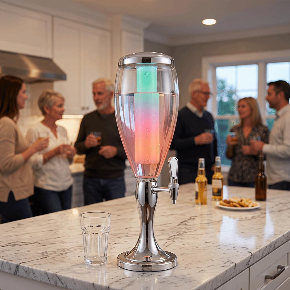 Dual-Head Faucet Beer Dispenser with Icicles Drink Holder Creative Beverage Machine Bar Use