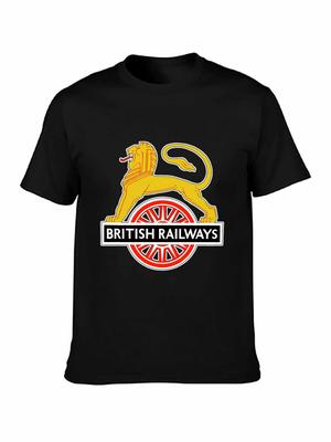 British Railways Logo Trains Model Short Sleeve Black Men TShirt Size S5XL