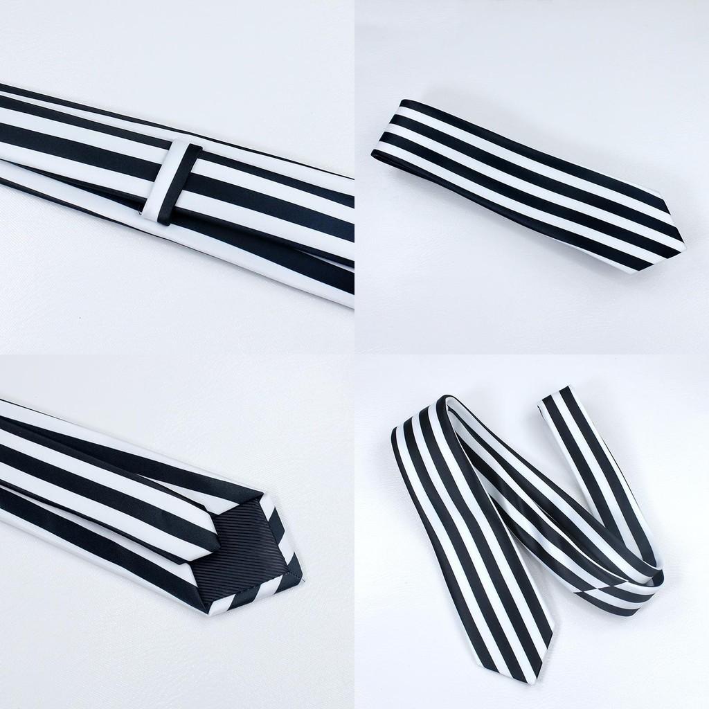 Persona5 Goro Akechi Black And White Striped Tie For Cosplay Events