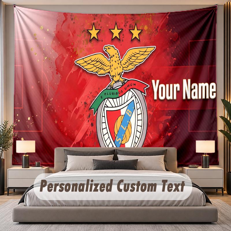Tapisserie Murale Personnalisée avec Nom et Texte Benfica FC en Polyester pour Chambre à Coucher et Pièce
