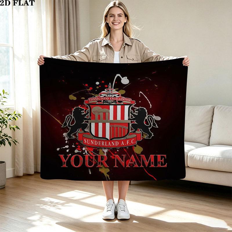 1PC Sunderland A.F Custom Name Patterned Flannel Blanket Suitable For All Seasons for Home Decor Warmth and Comfort Gifts Holiday Present