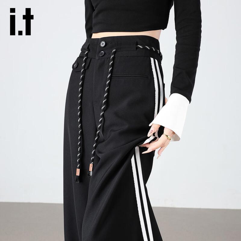 Izzue It Women's High-Waisted Wide-Leg Drawstring Casual Pants