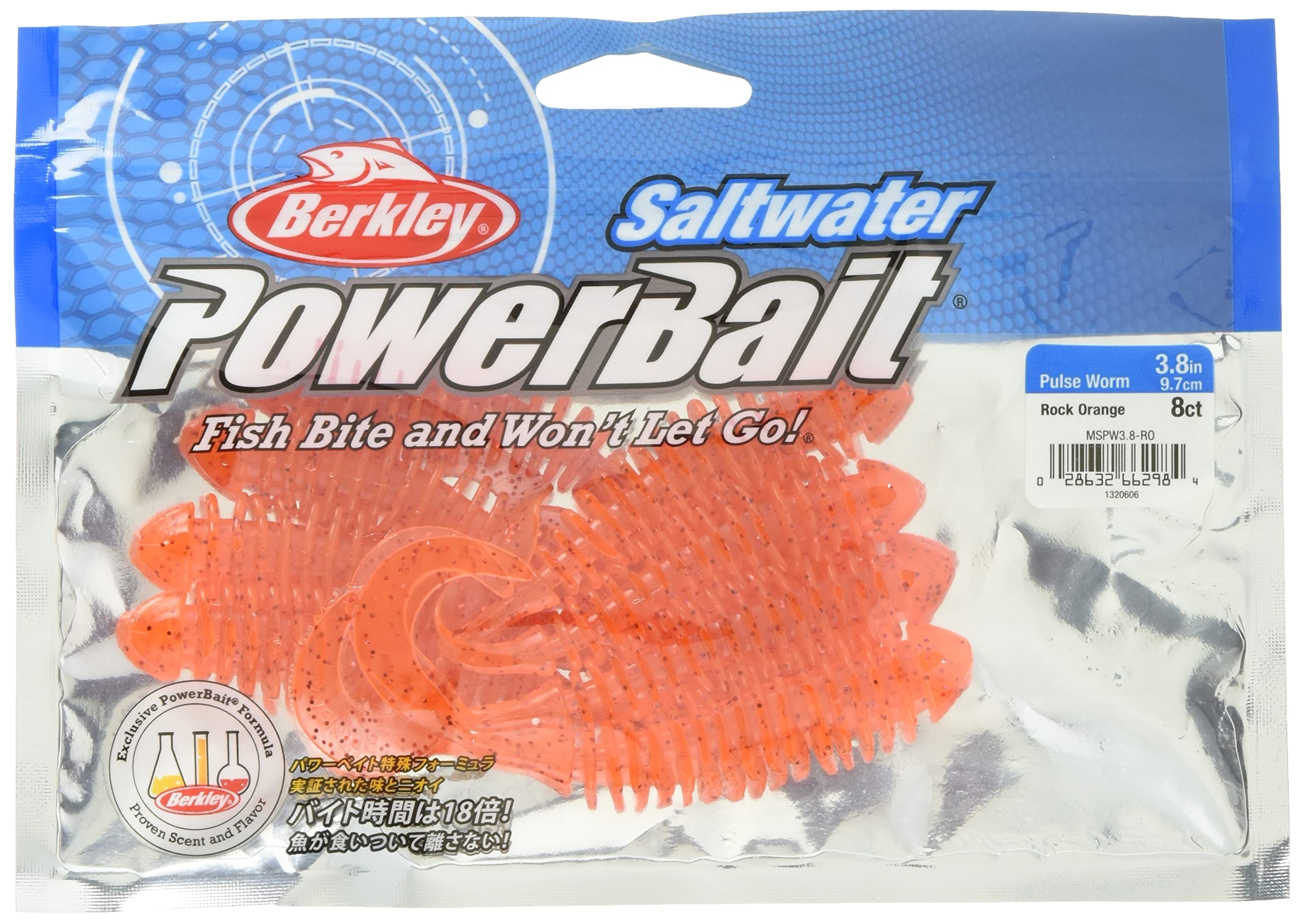 Berkley SW Pulse Worm 3.8 inch Rock Orange MSPW3.8-RO Seabass 3.8 inch