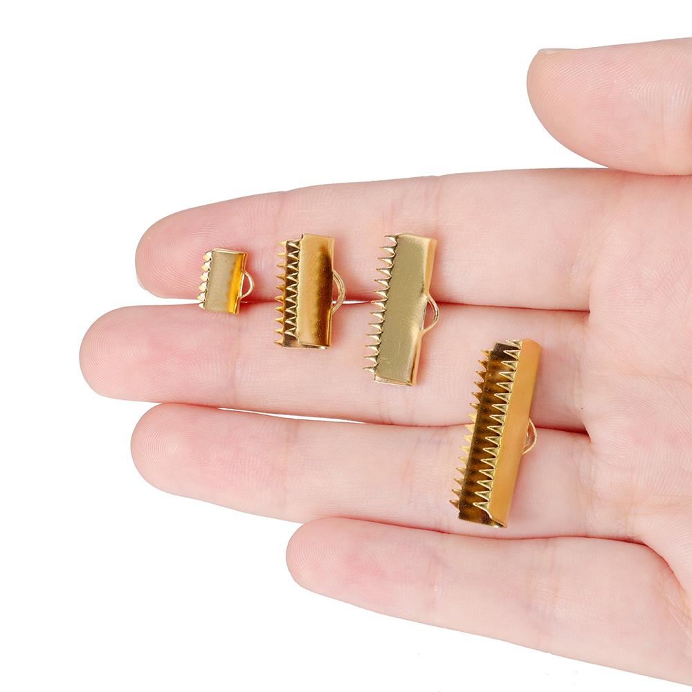 20/30 Stück Goldfarbene Edelstahl-Quetschperlen-Endstück-Schnallen-Spitzen-Verschlüsse für DIY Halsketten-Armband-Schmuckherstellung Zubehör