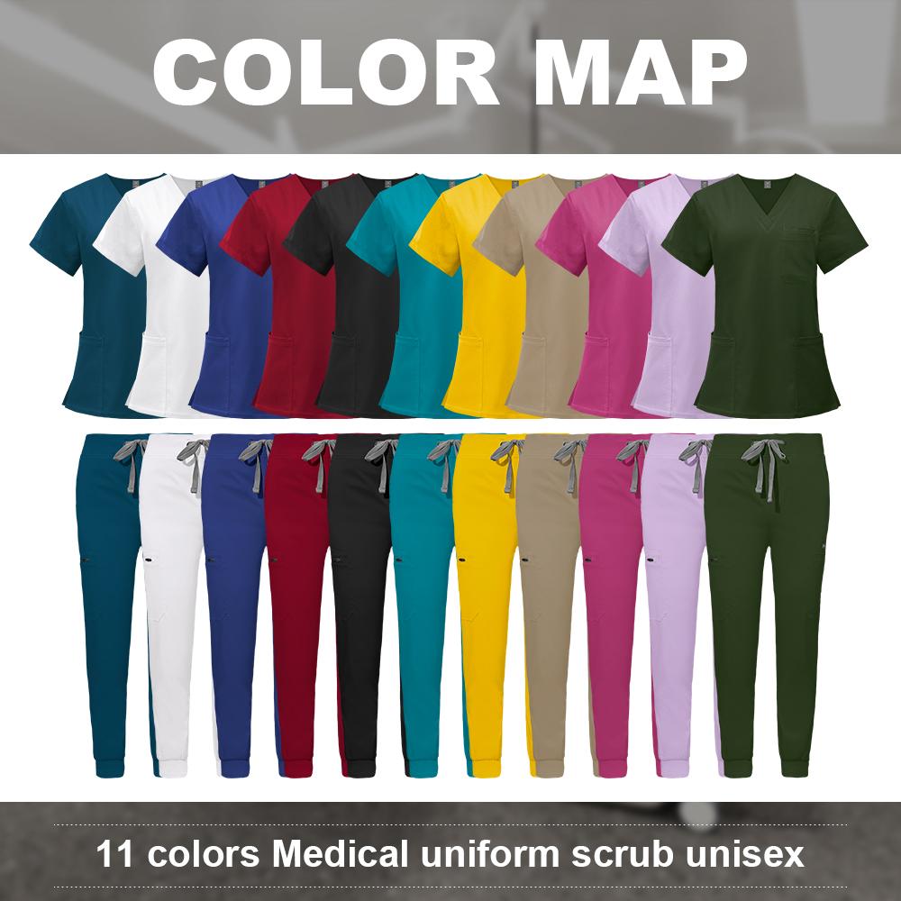 Unisex Nursing Accessories Hospital Medical Clothing for Women Niaahinn Uniform Short Sleeved V-neck Top Jogging Pants Suit Soft