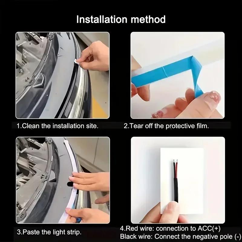 Shine Starting LED Car Hood Light Strip Auto Engine Hood Guide Decorative Ambient Lamp 12v Modified Car Daytime Running Light