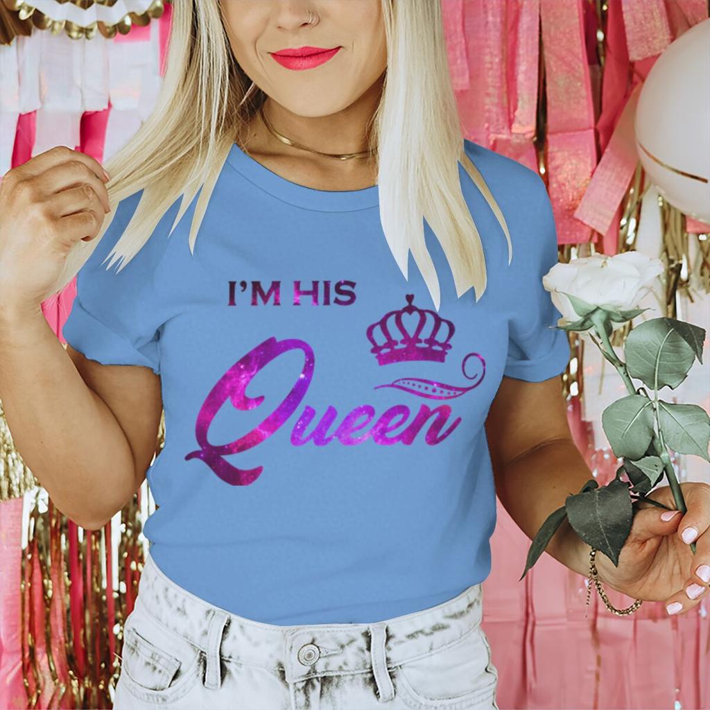 Vintage Starry Sky Style Im His QueenHer King T Shirt Women Men Fashion Crown Matching Tshirt Sweet Valentine Gifts Tshirts