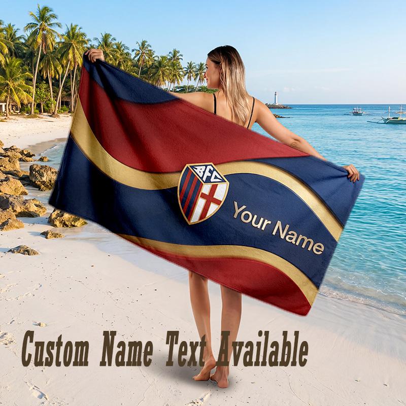 Bologna FC Design Beach Towel Custom Text Large Towel for Beach Vacation