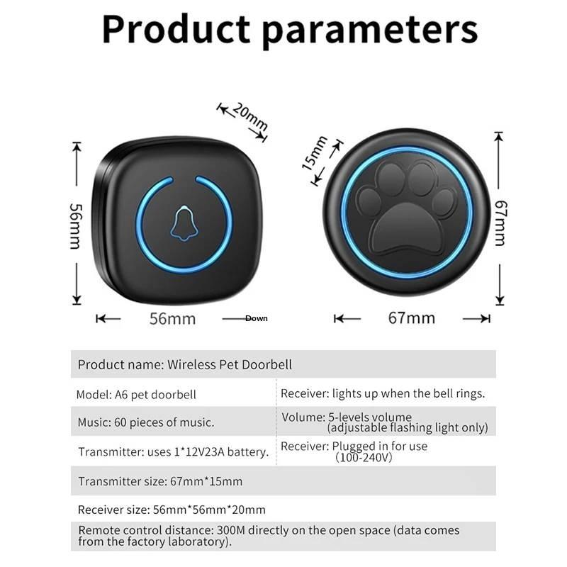 High Volume Pet Training Bell Touch Button for Cats and Dogs Doorbell Communication Tool Entry and Potty Alert for Pets