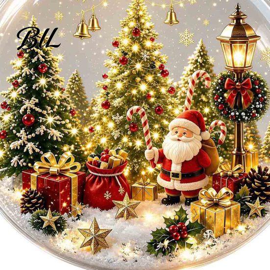 Indoor Holiday Decorations Glowing Christmas Story Ornament, Mini Scene In Ball Hanging Decoration, Xmas Tree Ornaments Light Up Acrylic Clear Pendant