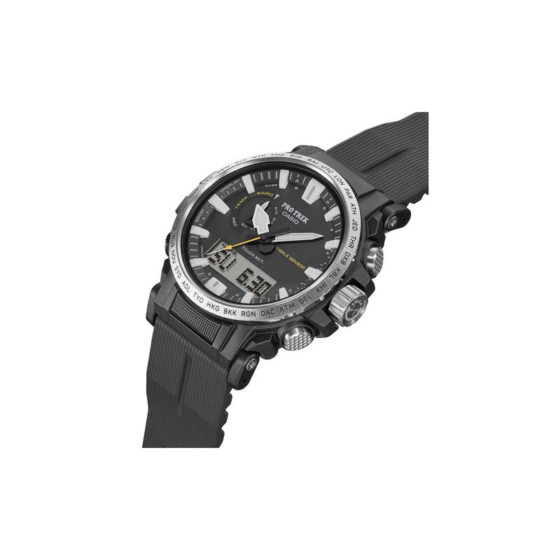 Casio Serie PRO TREK - Serie Display Duale a Disco Misurazione di Temperatura, Pressione e Altitudine Luce LED Alpinismo Outdoor Impermeabile PRW-60Y-1AER