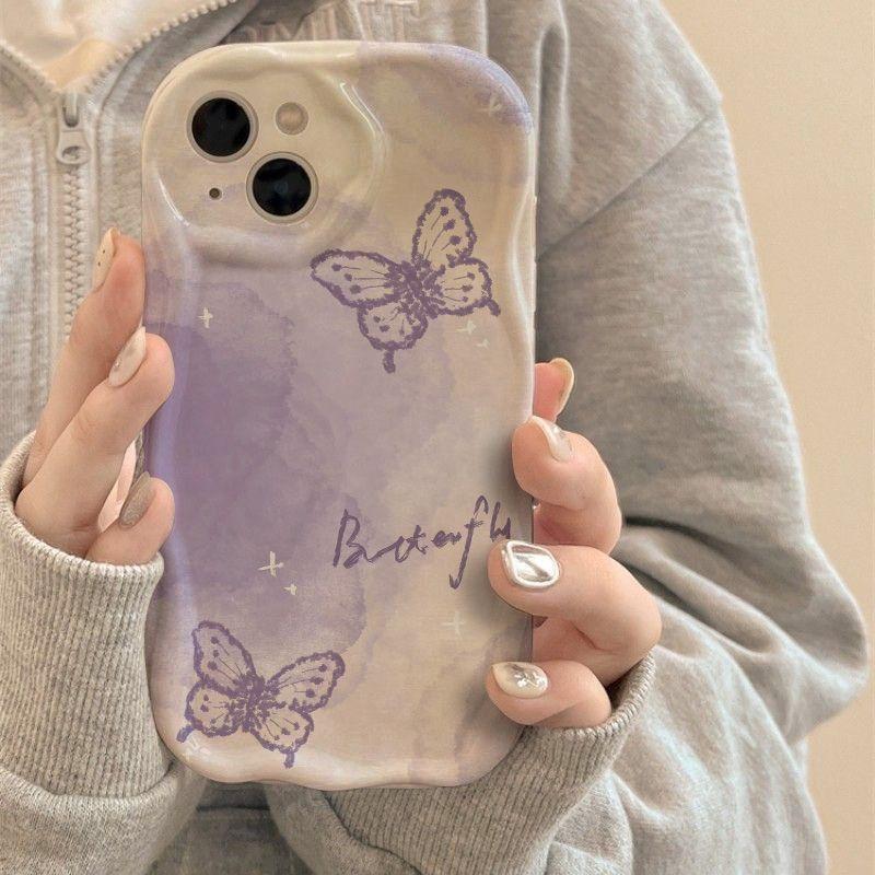 Light Purple Beautiful Butterfly Suitable for Apple 17 Promax Phone Case 16/15 Pro Soft Case