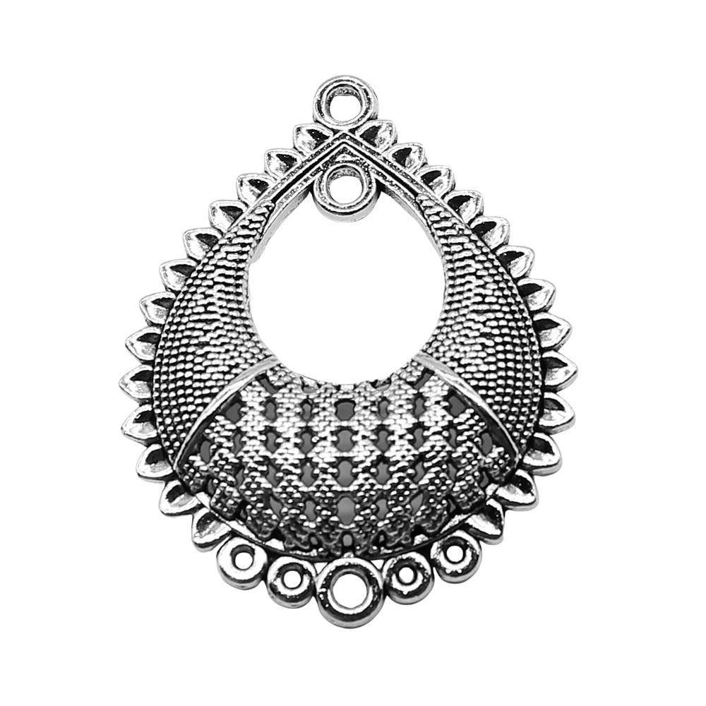 

4 шт. пористый разъем для сережек, компоненты ювелирных изделий, аксессуары, античное серебро, цвет цинкового сплава, 31X39 мм