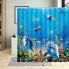 Ocean Sea Animal Dolphin Fish Waterproof Shower Curtain Creative Deep Sea Child Bathroom Decor Screen With Hooks Curtains Set