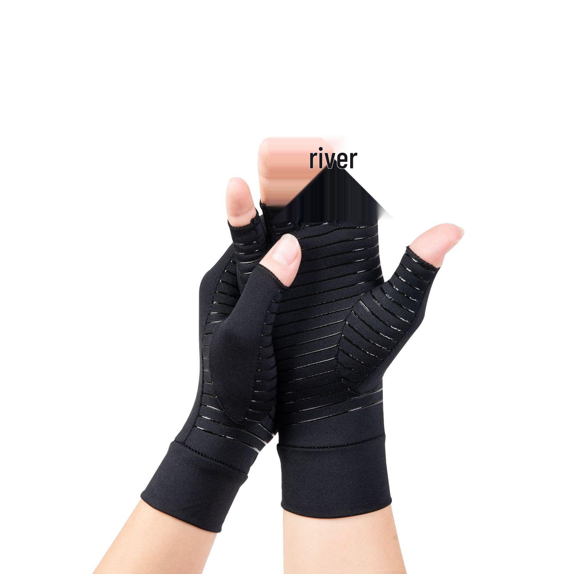 

Copper Fiber Half-Finger Compression Gloves: Odor-Resistant Silicone Cycling Gloves M